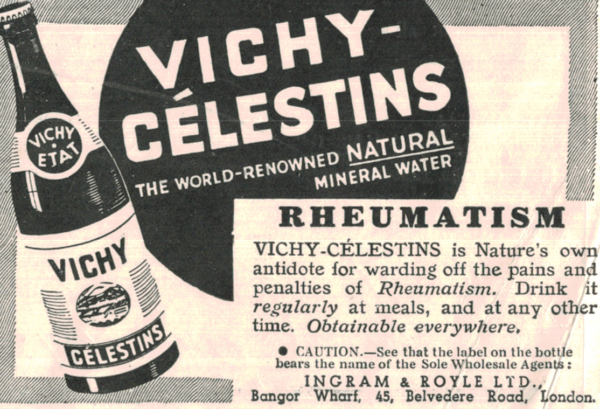 1936 Vichy-Célestins Mineral Water Ad – The Sphere
