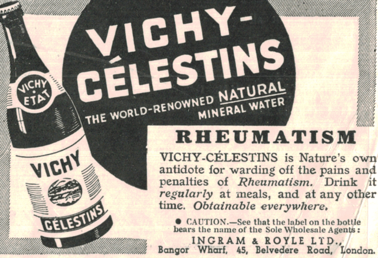 1936 Vichy-Célestins Mineral Water Ad – The Sphere