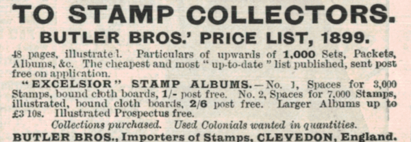 Butler Bros Stamp Collectors Price List Advert 1899 The Sphere 1936