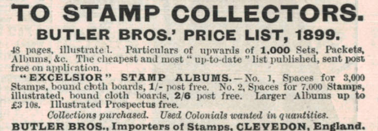 Butler Bros Stamp Collectors Price List Advert 1899 The Sphere 1936