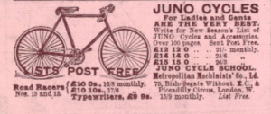 1899 Juno Cycles Ad – Victorian Bicycle Print Ephemera