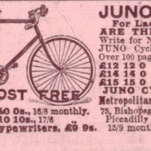 1899 Juno Cycles Ad – Victorian Bicycle Print Ephemera