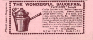 1899 Victorian Print Ad – The Wonderful Saucepan, R. Welbank, Banbury