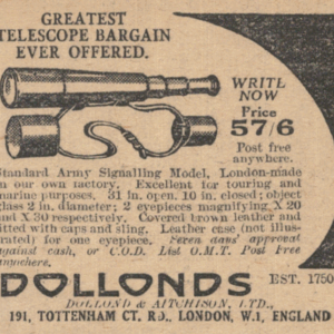 Vintage Telescope Advert – Dollonds Army Signalling Model, London