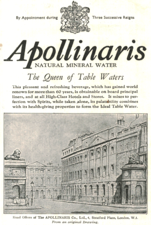 1936 Apollinaris Mineral Water Advert – The Sphere, London