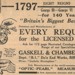 1934 Bar Fittings Advert – Gaskell & Chambers, Birmingham