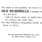 1911 Old Bushmills Whiskey Advert – Edwardian Print Ephemera