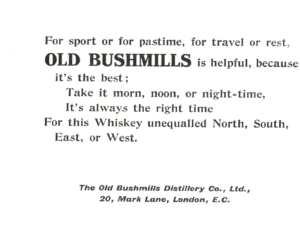 1911 Old Bushmills Whiskey Advert – Edwardian Print Ephemera