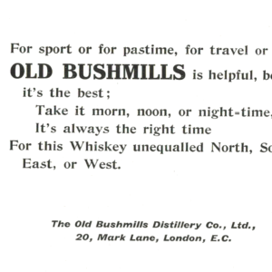 1911 Old Bushmills Whiskey Advert – Edwardian Print Ephemera
