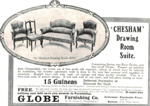 1910 Chesham Drawing Room Suite Advert – Globe Furnishing Co.