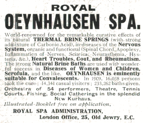 Royal Oeynhausen Spa Advertisement – 1910 Thermal Brine Baths