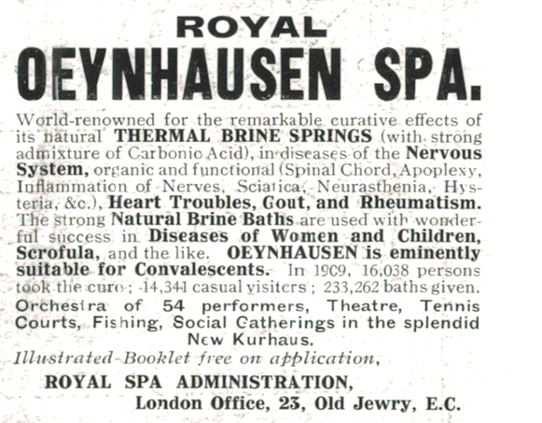 Royal Oeynhausen Spa Advertisement – 1910 Thermal Brine Baths