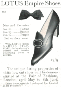Lotus Empire Shoes Advertisement – 1910 Fashion Fair London