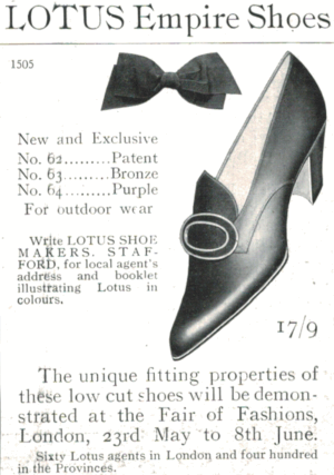 Lotus Empire Shoes Advertisement – 1910 Fashion Fair London