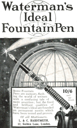 Waterman’s Ideal Fountain Pen Ad – 1910 Hardtmuth London