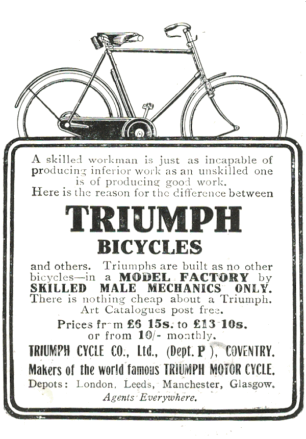 Triumph Bicycles Advertisement – 1910 Coventry Factory Build