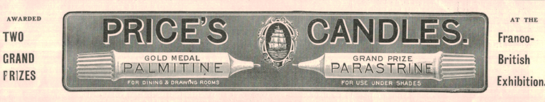 Price’s Candles Ad, 1910 Franco-British Exhibition Winner