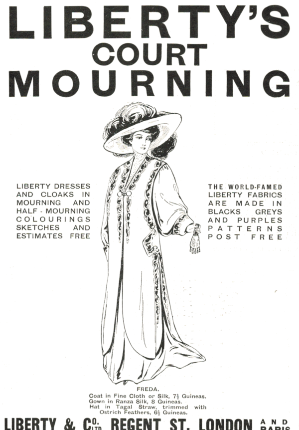 Liberty’s Court Mourning Ad, 1910 Edwardian Fashion Plate