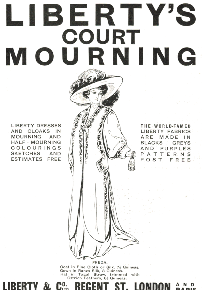 Liberty’s Court Mourning Ad, 1910 Edwardian Fashion Plate