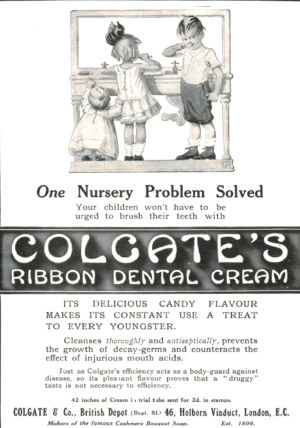 Colgate Ribbon Dental Cream Ad, 1910 Children’s Toothpaste