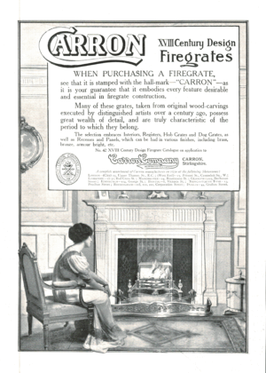 Carron Firegrates Ad, 1910 XVIII Century Design Revival