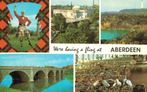 Vintage Aberdeen Postcard – We're Having a Fling – Tartan Border