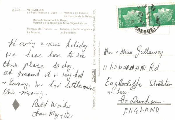 Marie Antoinette Versailles Postcard 1973 Hameau du Trianon