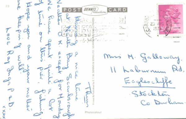 Scarborough Marine Drive Postcard 1973 Dennis Productions