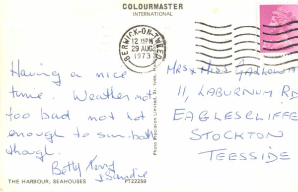 Seahouses Harbour Postcard 1973 Berwick Postmark Colourmaster