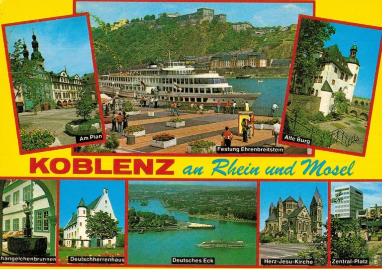 Vintage 1988 Koblenz Postcard – Rhine & Mosel River Views