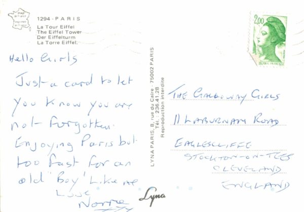 Vintage 1980s Eiffel Tower Paris Postcard – LYNA