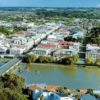 Wanganui NZ Aerial View Postcard 1996 Air Mail To England