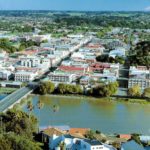 Wanganui NZ Aerial View Postcard 1996 Air Mail To England