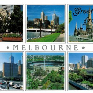 Melbourne Multi-View Postcard – Bourke Street, City Skyline & Landmarks