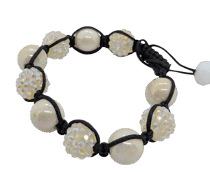 Faux Pearl and Crystal Bead Adjustable Bracelet
