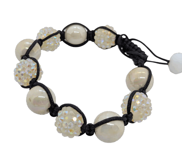 Faux Pearl and Crystal Bead Adjustable Bracelet Faux Pearl and Crystal Bead Adjustable Bracelet