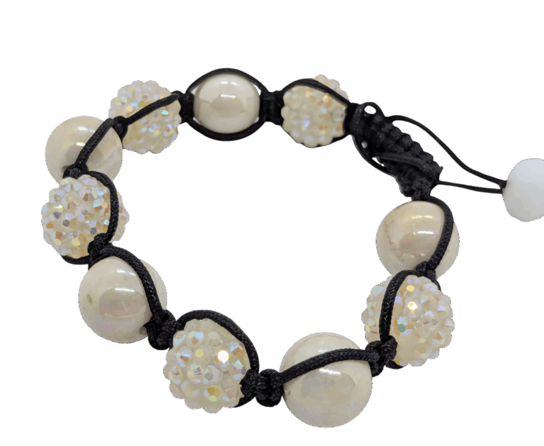 Faux Pearl and Crystal Bead Adjustable Bracelet