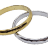 Glossy Goldtone & Faceted Silvertone Bangles Pair 2⅞ Glossy Goldtone & Faceted Silvertone Bangles Pair 2⅞
