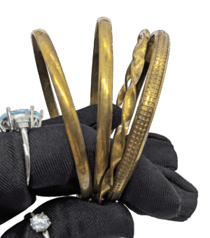 Brass Bangles Set Of 4 Twisted Beaded Smooth