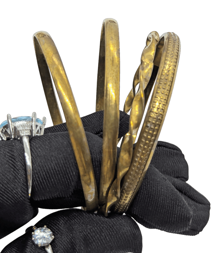 Brass Bangles Set Of 4 Twisted Beaded Smooth