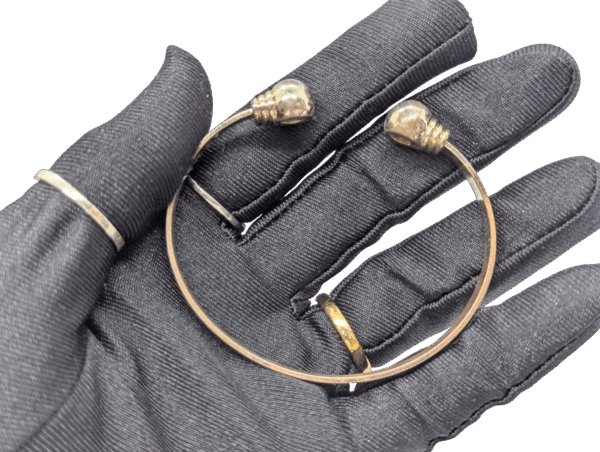 Vintage Brass Torque Bangle – Etched Geometric Design Vintage Brass Torque Bangle – Etched Geometric Design