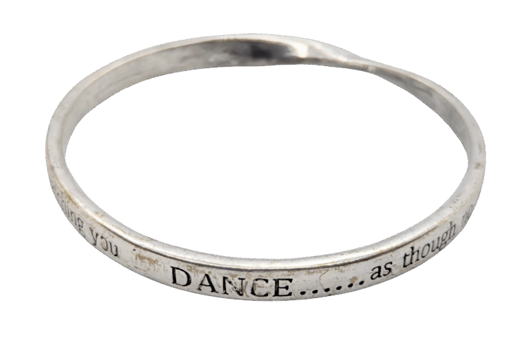 Silvertone “Dance As Though No One Is Watching” Bangle – 2¾″