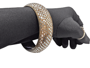 Vintage Cork & Foil Statement Bangle – Boho Metallic Chic