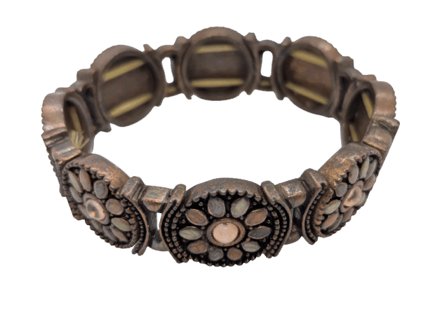 Vintage Bronze Floral Medallion Stretch Bracelet Vintage Bronze Floral Medallion Stretch Bracelet