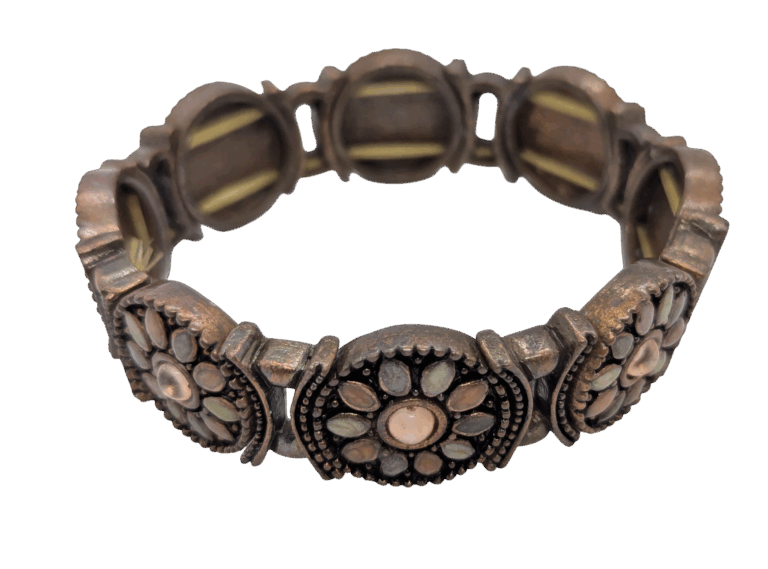 Vintage Bronze Floral Medallion Stretch Bracelet