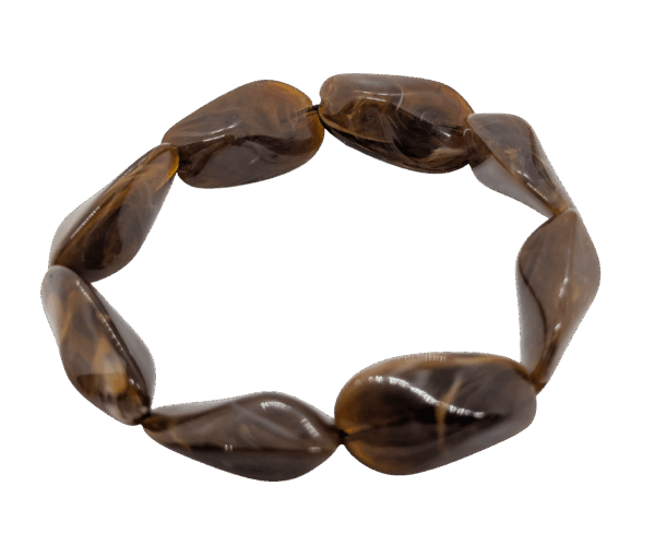 Vintage Brown Swirled Resin Bead Stretch Bracelet Vintage Brown Swirled Resin Bead Stretch Bracelet