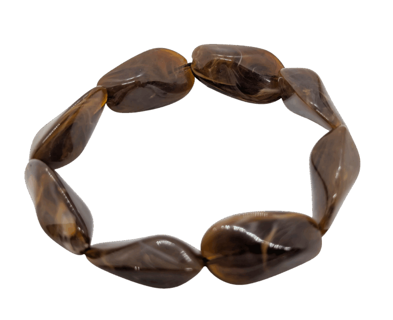 Vintage Brown Swirled Resin Bead Stretch Bracelet