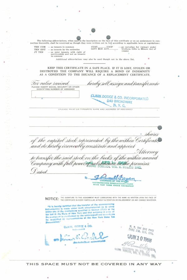 Pennsylvania New York Central Transportation Company Share Certificate 1968 Pennsylvania New York Central Transportation Company Share Certificate 1968