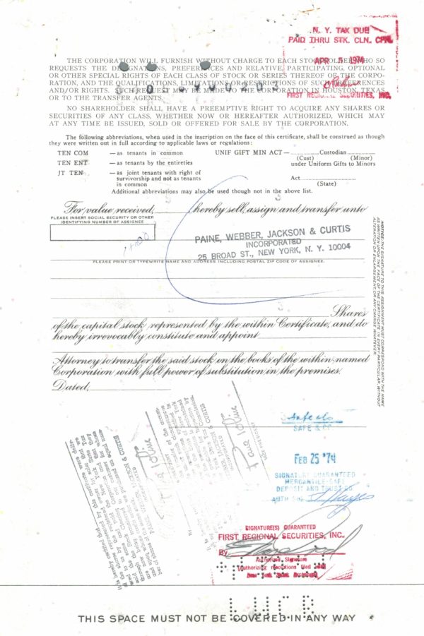American General Insurance Company Share Certificate 1969 American General Insurance Company Share Certificate 1969