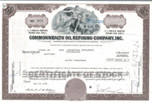 Commonwealth Oil Refining Company Share Certificate 1978